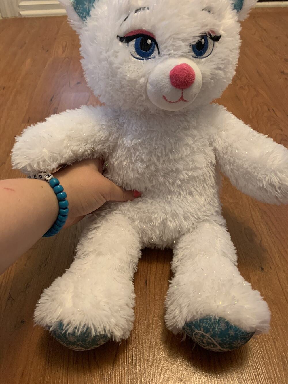 Build a bear white disney frozen elsa sparkly plush bear 16 inch